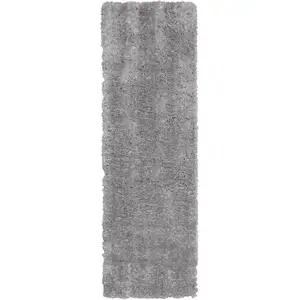 Photo of 8' Gray Shag Power Loom Runner Rug