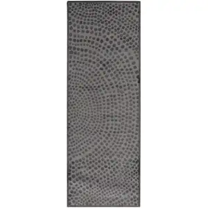 Photo of 8' Gray Silver And Ivory Abstract Stain Resistant Runner Rug