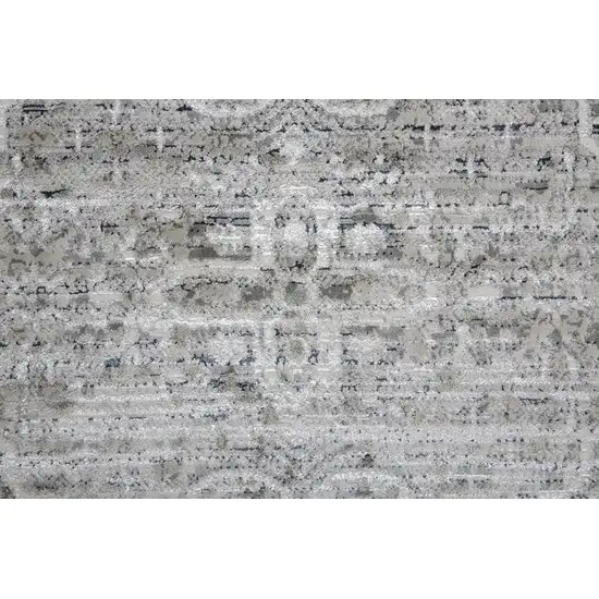 8' Gray Silver And Taupe Floral Power Loom Distressed Runner Rug Photo 5