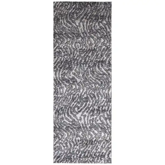 8' Gray Taupe And Ivory Abstract Power Loom Stain Resistant Runner Rug Photo 1