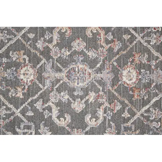 6' Gray Taupe And Pink Round Floral Power Loom Area Rug Photo 6