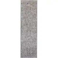 Photo of 8' Gray Taupe And Yellow Abstract Stain Resistant Runner Rug