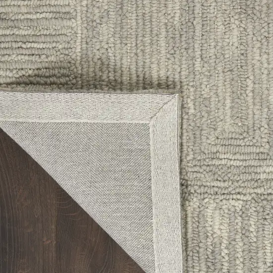 8' Gray Wool Geometric Runner Rug Photo 8