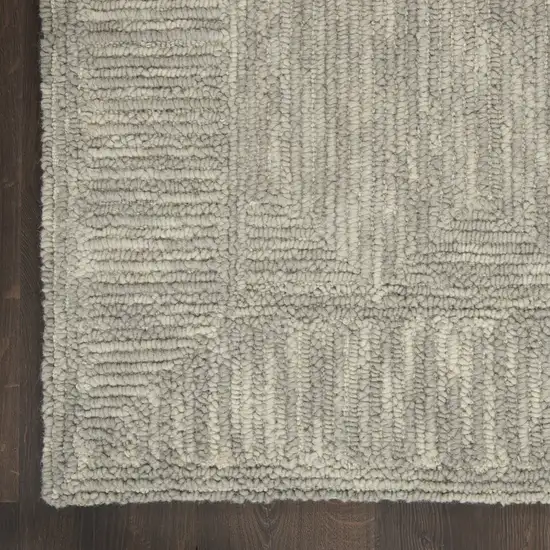 8' Gray Wool Geometric Runner Rug Photo 6