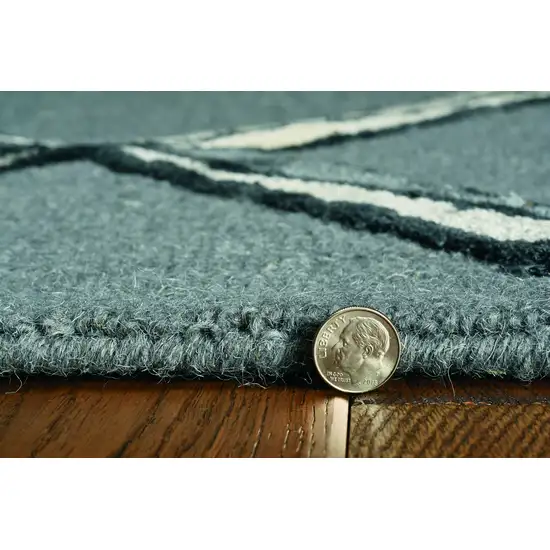 8' Gray Wool Handmade Runner Rug Photo 4