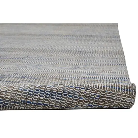 10' Gray Wool Striped Hand Knotted Runner Rug Photo 2