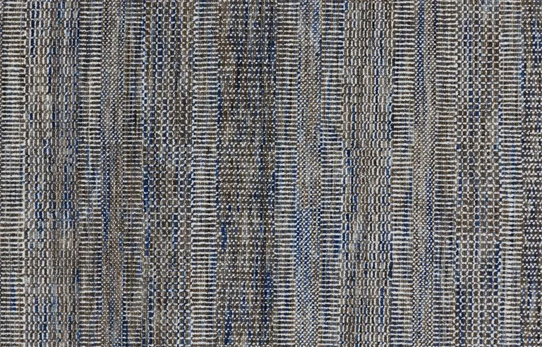 10' Gray Wool Striped Hand Knotted Runner Rug Photo 5