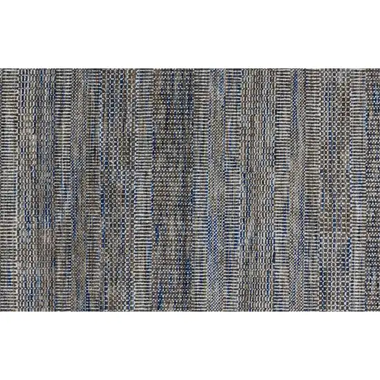 10' Gray Wool Striped Hand Knotted Runner Rug Photo 5