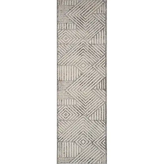 8' Gray and Beige Abstract Distressed Area Rug Photo 2