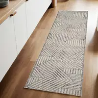 Photo of 8' Gray and Beige Abstract Distressed Area Rug