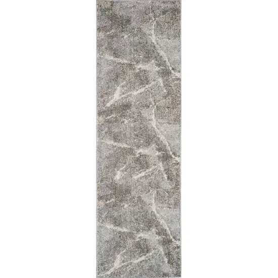 8' Gray and Beige Abstract Distressed Area Rug Photo 2