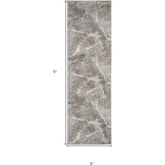 8' Gray and Beige Abstract Distressed Area Rug Photo 3