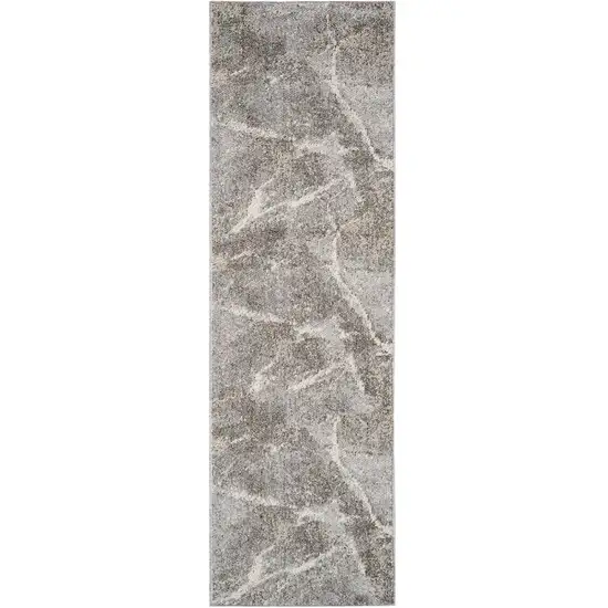 8' Gray and Beige Abstract Distressed Area Rug Photo 2