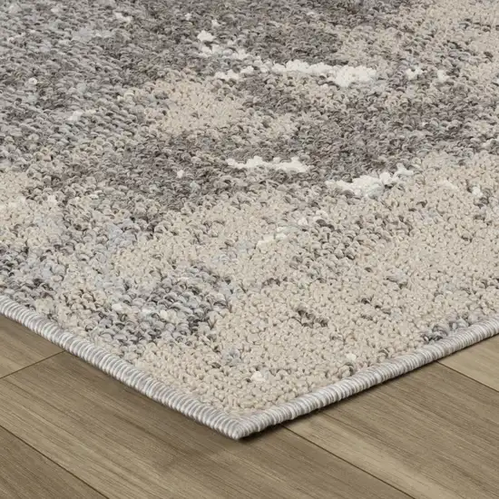 8' Gray and Beige Abstract Distressed Area Rug Photo 6