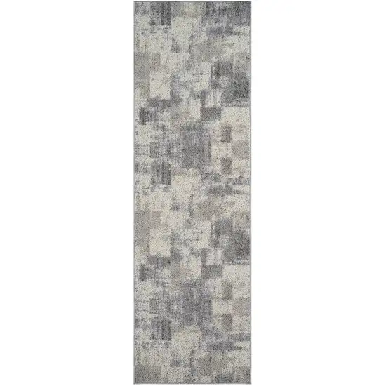 8' Gray and Beige Abstract Distressed Area Rug Photo 2