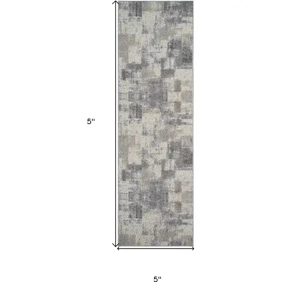 8' Gray and Beige Abstract Distressed Area Rug Photo 3