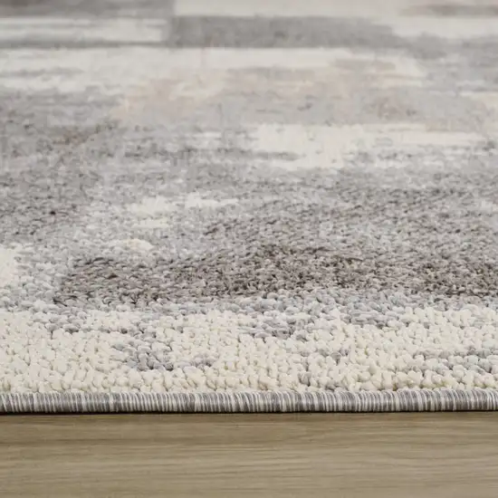 8' Gray and Beige Abstract Distressed Area Rug Photo 8