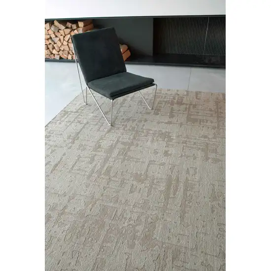 10' Gray and Beige Abstract Non Skid Area Rug Photo 7