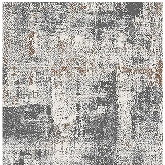 10' Gray and Beige Abstract Power Loom Runner Rug Photo 6