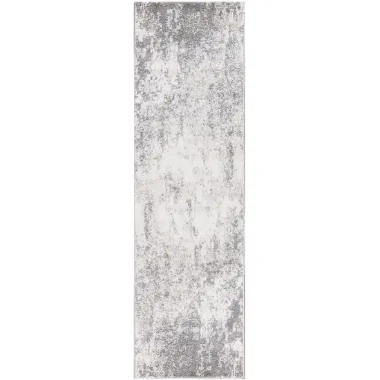 8' Gray and Beige Abstract Power Loom Runner Rug Photo 2