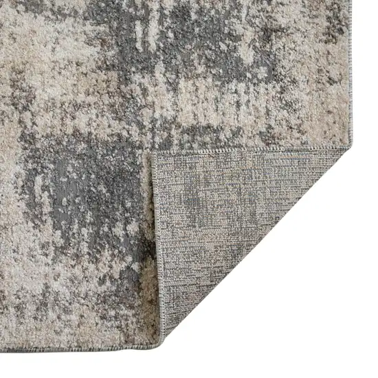 8' Gray and Beige Abstract Power Loom Runner Rug Photo 5