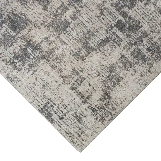 8' Gray and Beige Abstract Power Loom Runner Rug Photo 4