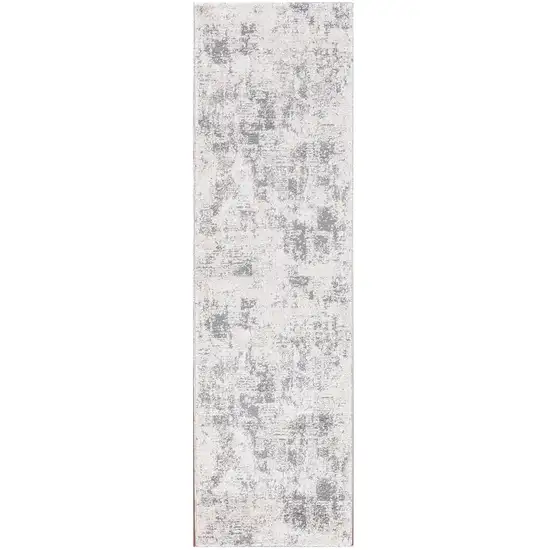 8' Gray and Beige Abstract Power Loom Runner Rug Photo 2