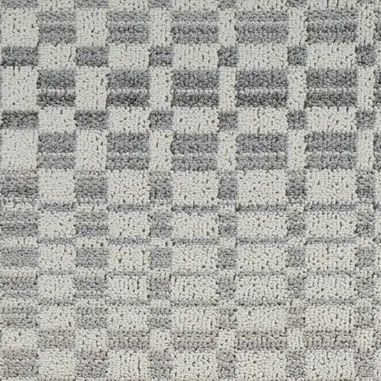 8' Gray and Beige Checkered Distressed Area Rug Photo 4