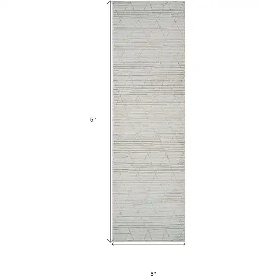 8' Gray and Beige Geometric Distressed Area Rug Photo 3