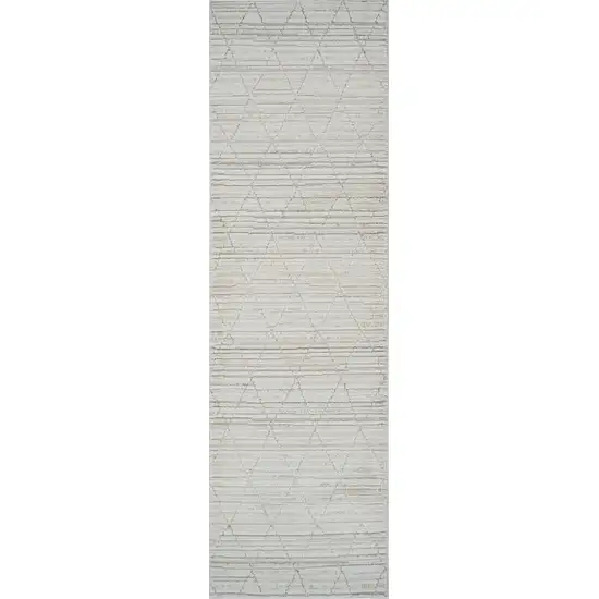 8' Gray and Beige Geometric Distressed Area Rug Photo 2