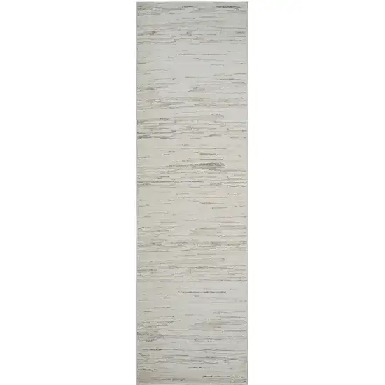 8' Gray and Beige Geometric Distressed Area Rug Photo 2