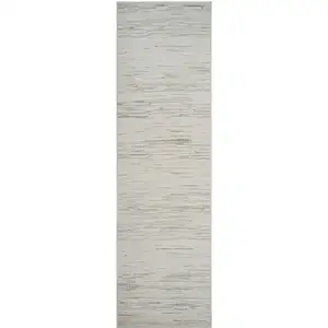 Photo of 8' Gray and Beige Geometric Distressed Area Rug