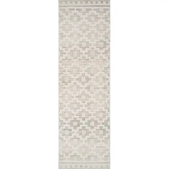 8' Gray and Beige Moroccan Distressed Area Rug Photo 2