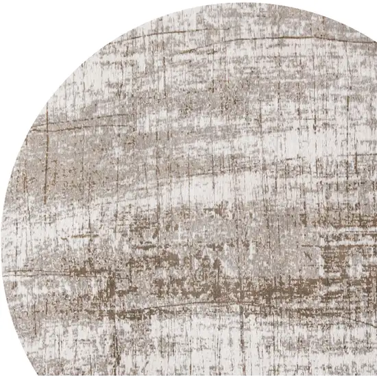 5' Gray and Beige Round Abstract Non Skid Area Rug Photo 6