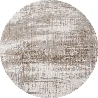 Photo of 5' Gray and Beige Round Abstract Non Skid Area Rug