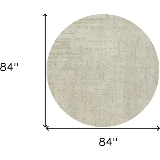 8' Gray and Beige Round Abstract Non Skid Area Rug Photo 3