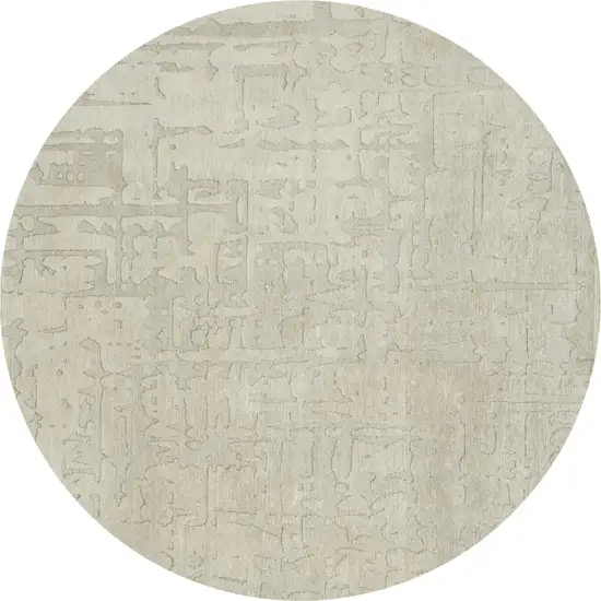 8' Gray and Beige Round Abstract Non Skid Area Rug Photo 2