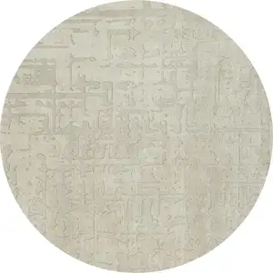 Photo of 5' Gray and Beige Round Abstract Non Skid Area Rug