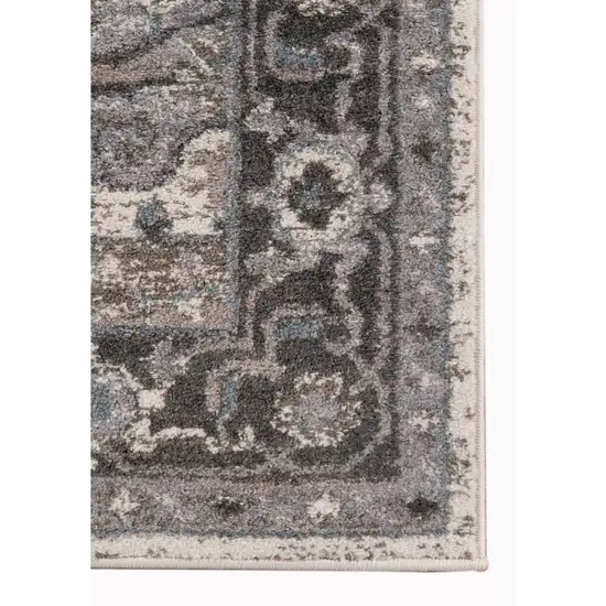 6' Gray and Beige Round Medallion Power Loom Area Rug Photo 3