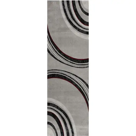 13' Gray and Black Abstract Power Loom Distressed Runner Rug Photo 2