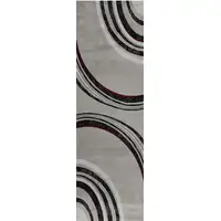 Photo of 8' Gray and Black Abstract Power Loom Distressed Runner Rug