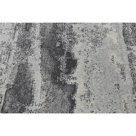 8' Gray and Black Abstract Runner Rug Photo 5