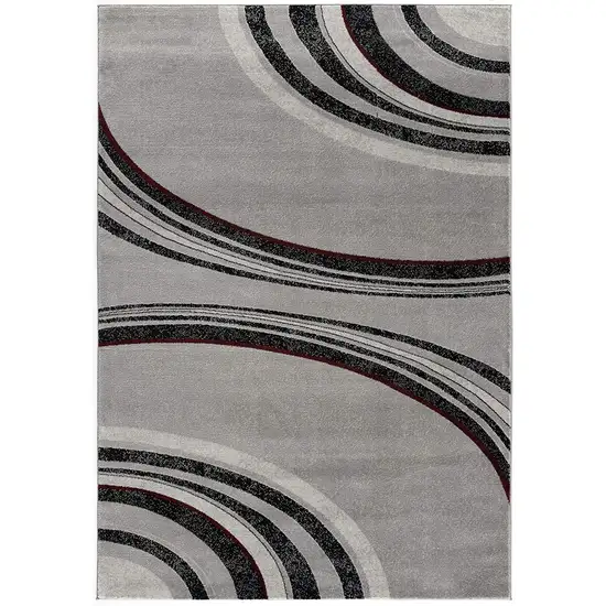 8' Gray and Black Geometric Power Loom Runner Rug Photo 1