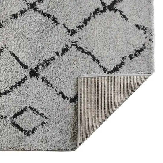 10' Gray and Black Geometric Shag Runner Rug Photo 2