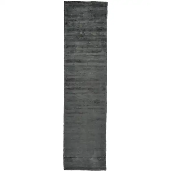 10' Gray and Black Hand Woven Runner Rug Photo 1