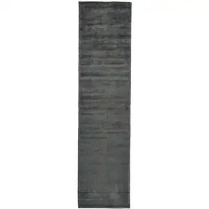 Photo of 10' Gray and Black Hand Woven Runner Rug