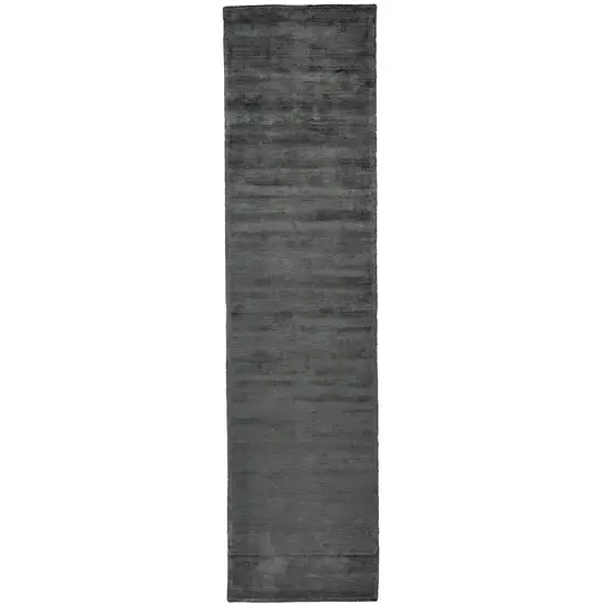 10' Gray and Black Hand Woven Runner Rug Photo 2