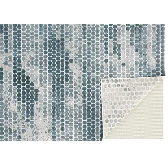 8' Gray and Blue Abstract Power Loom Runner Rug Photo 3