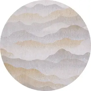 Photo of 8' Gray and Brown Round Abstract Non Skid Area Rug