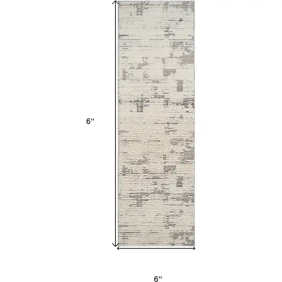 8' Gray and Cream Abstract Distressed Area Rug Photo 3